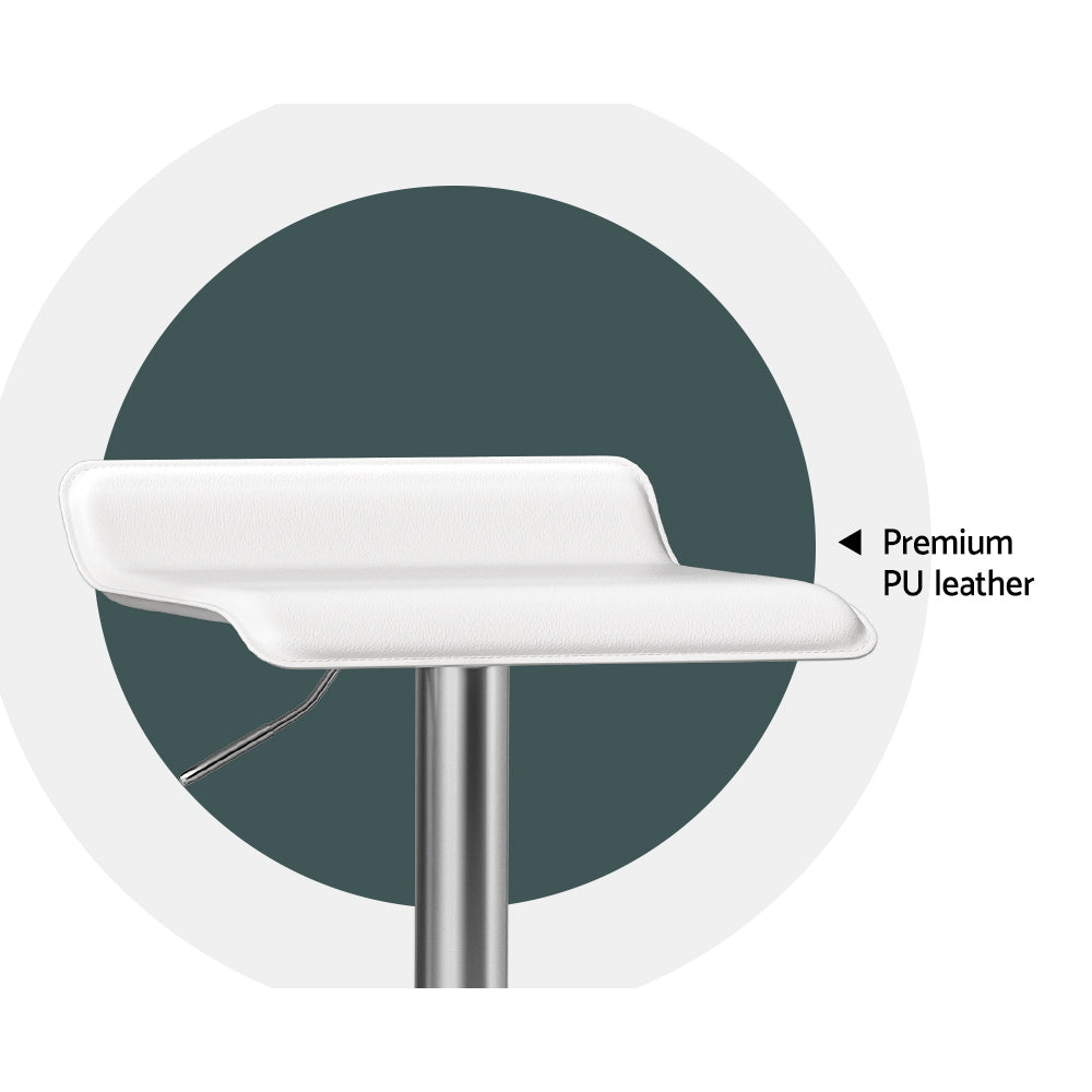Wade Bar Stools Pair Faux Leather White Adjustable Swivel