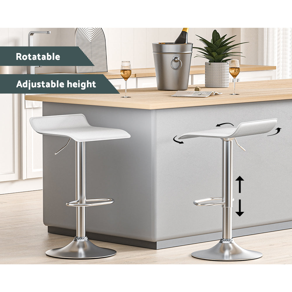Wade Bar Stools Pair Faux Leather White Adjustable Swivel
