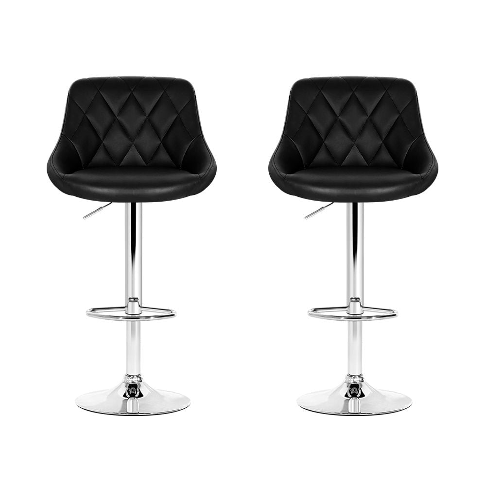 Elan Bar Stool Set of 2 Faux Leather Gas Lift Black