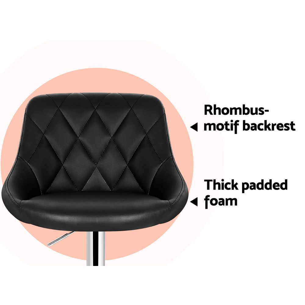 Elan Bar Stool Set of 2 Faux Leather Gas Lift Black