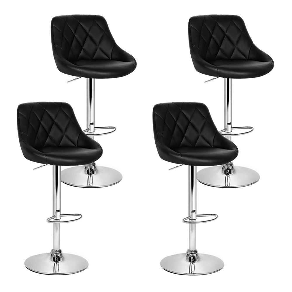 Elan 4x Bar Stools Leather Padded Gas Lift Black