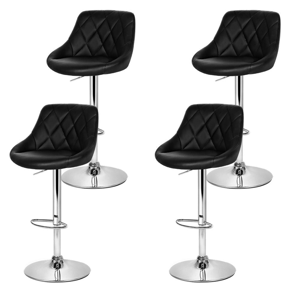 Elan 4x Bar Stools Leather Padded Gas Lift Black
