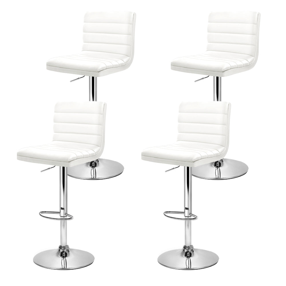 Artiss Bar Stools Set of 4 Padded Leather Gas Lift White