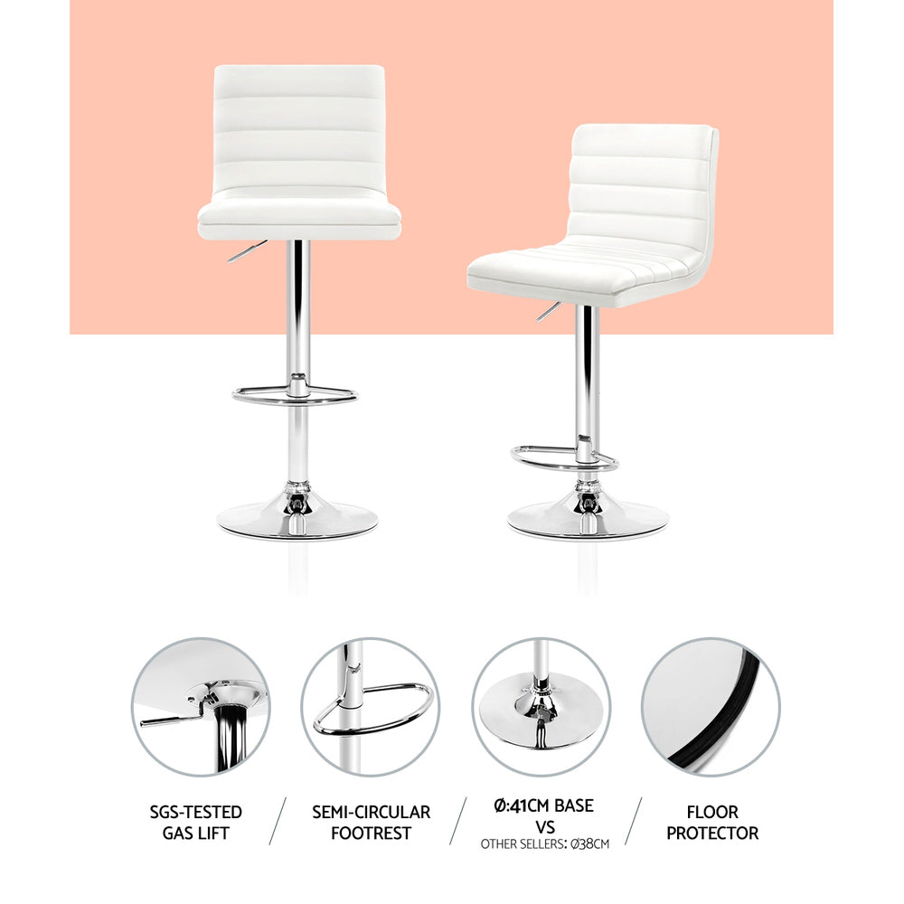 Artiss Bar Stools Set of 4 Padded Leather Gas Lift White