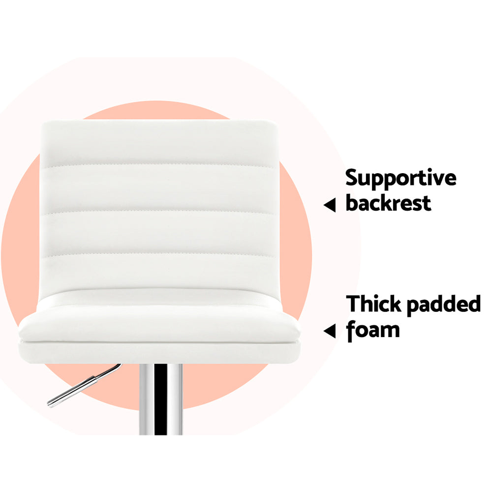 Artiss Bar Stools Set of 4 Padded Leather Gas Lift White