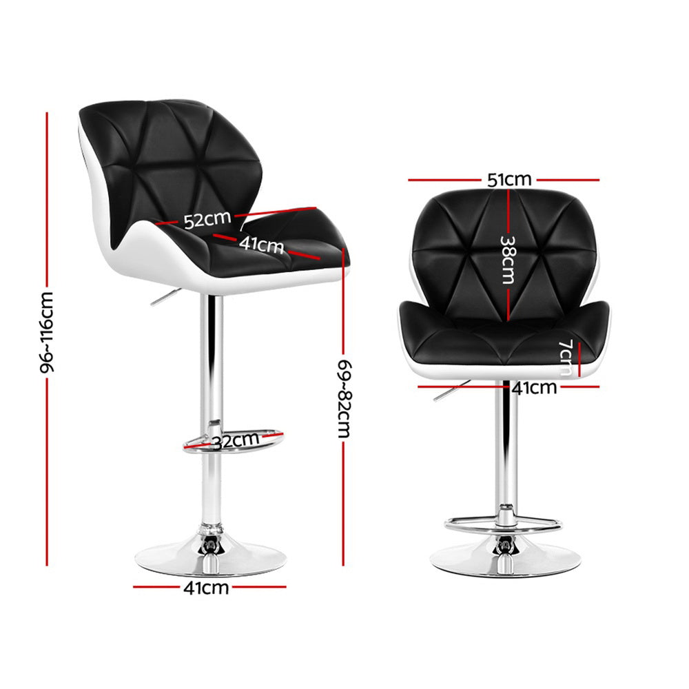 Adjustable PU Leather Bar Stools Set, 360° Swivel - Artiss