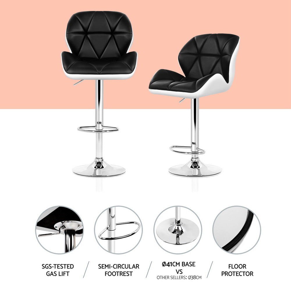 Adjustable PU Leather Bar Stools Set, 360° Swivel - Artiss