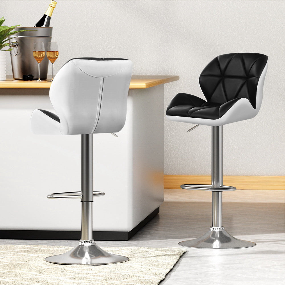 Adjustable PU Leather Bar Stools Set, 360° Swivel - Artiss