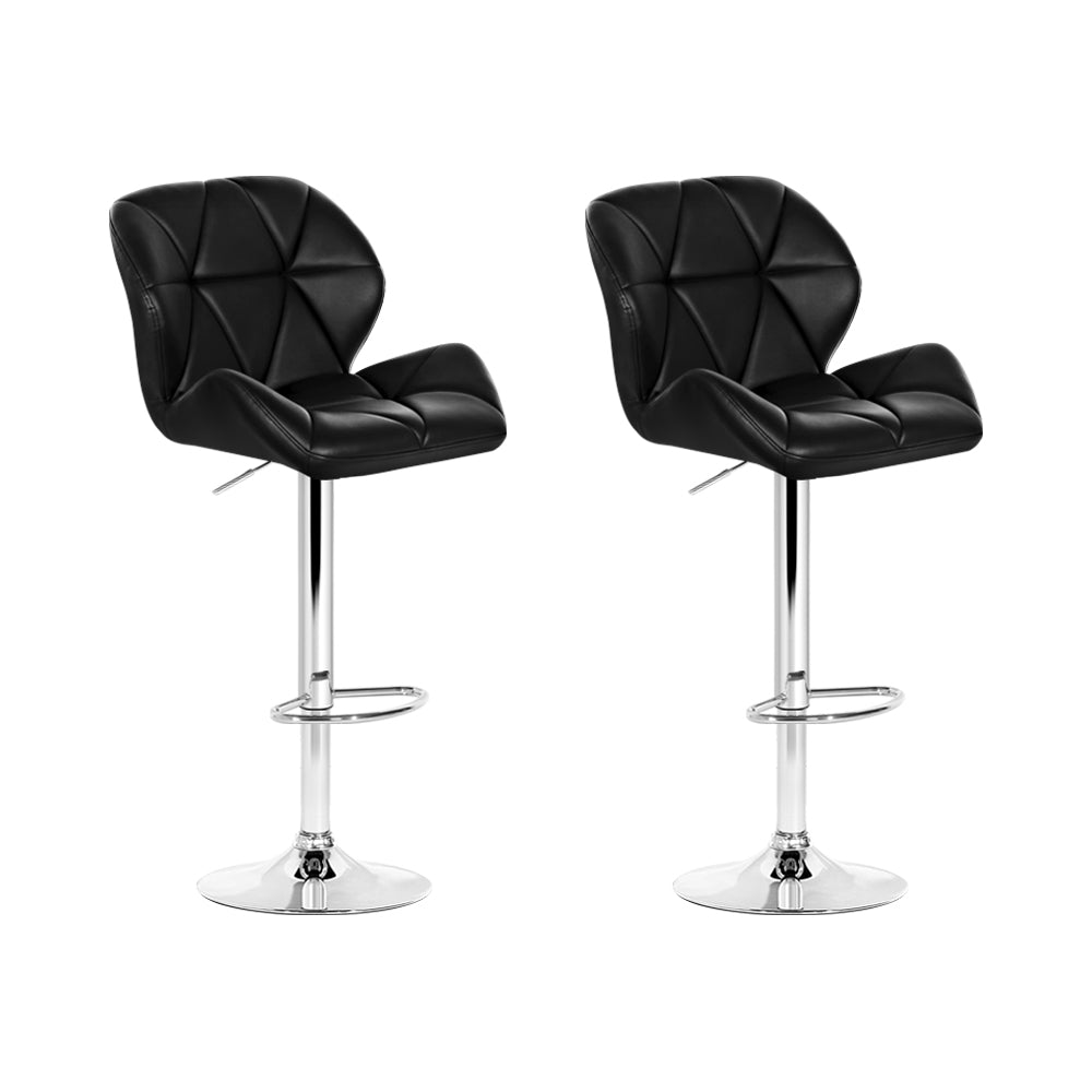 Adjustable Black PU Leather Bar Stools, 2x Set - Artiss