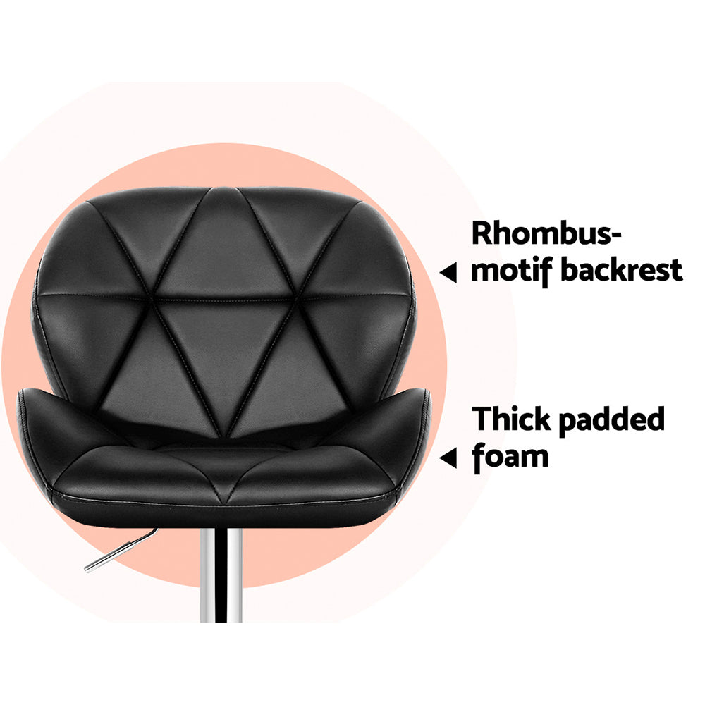 Adjustable Black PU Leather Bar Stools, 2x Set - Artiss