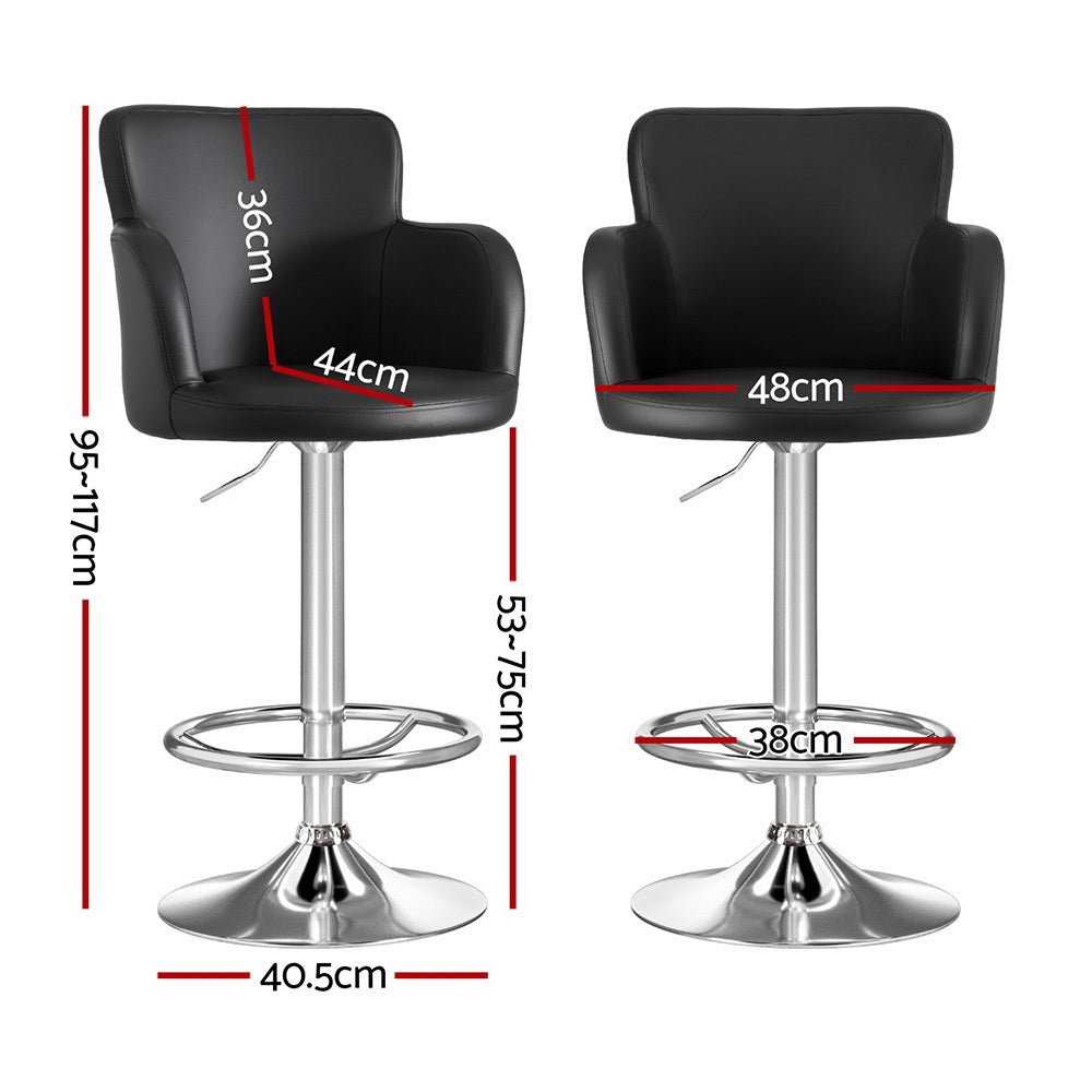 Artiss Leather Bar Stool Swivel Adjustable Gas Lift Black