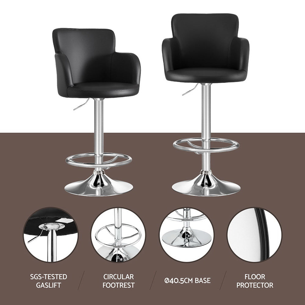 Artiss Leather Bar Stool Swivel Adjustable Gas Lift Black