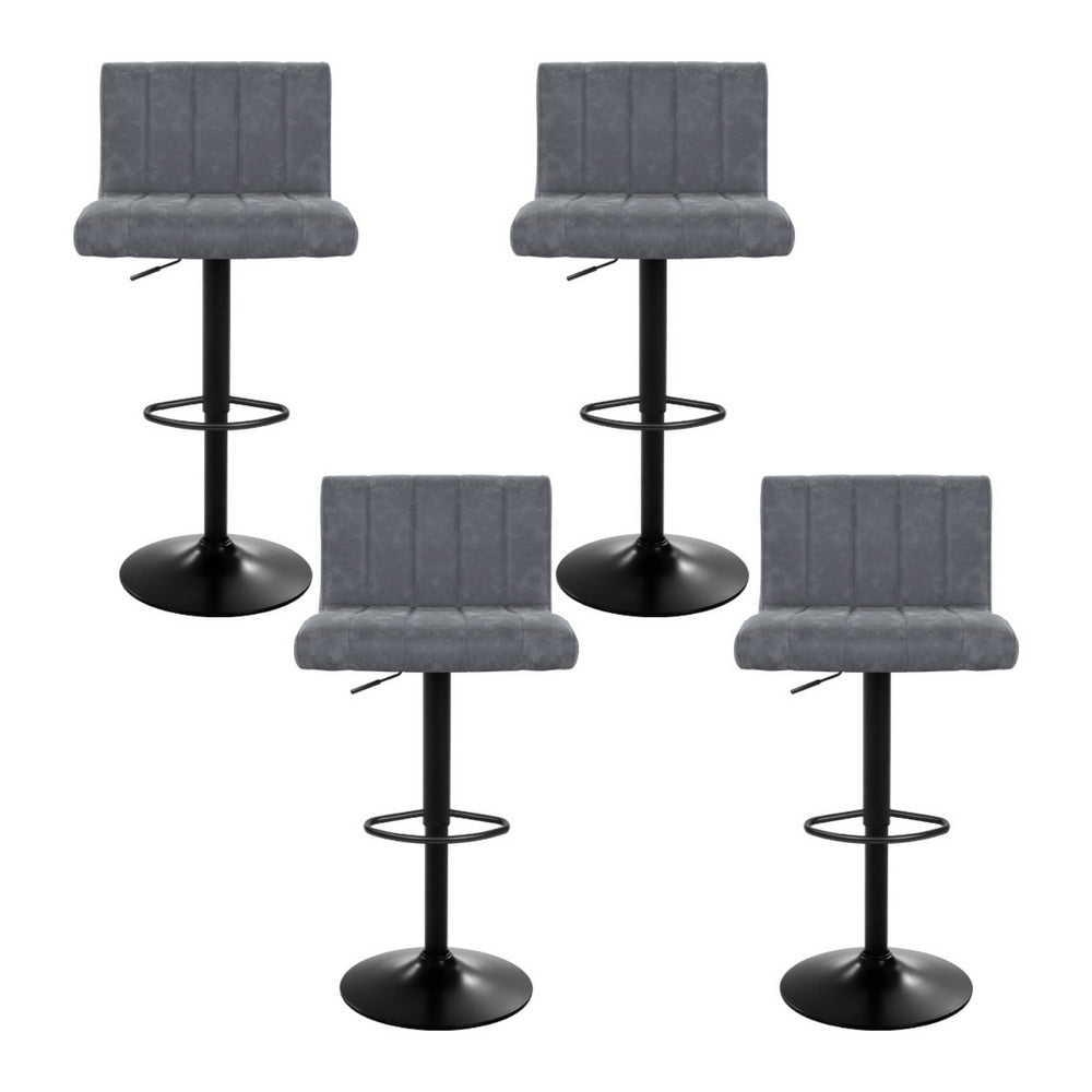 Como Bar Stools Set of 4 Vintage Leather Gas Lift Grey