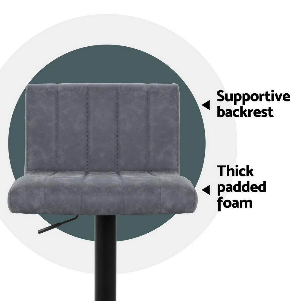 Como Bar Stools Set of 4 Vintage Leather Gas Lift Grey