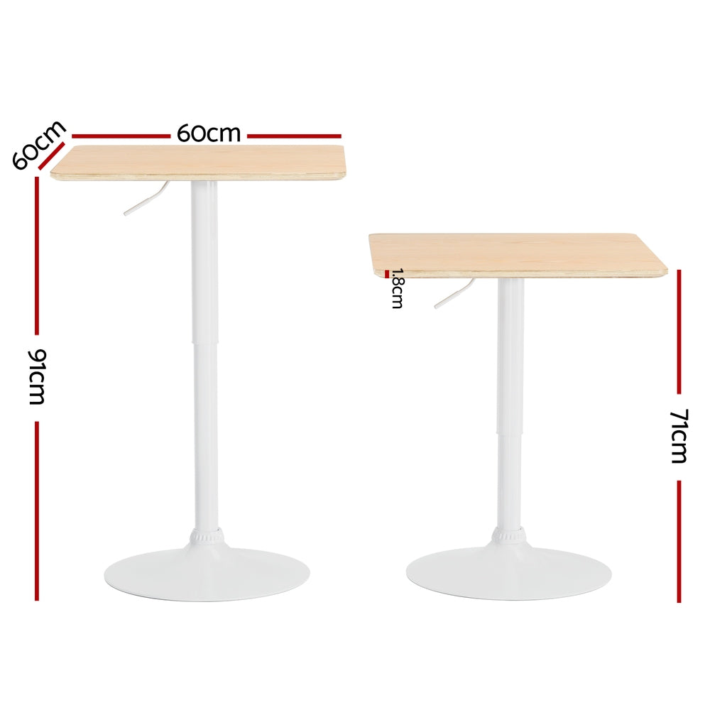 Aine 60cm Bar Table Swivel Gas Lift Pine