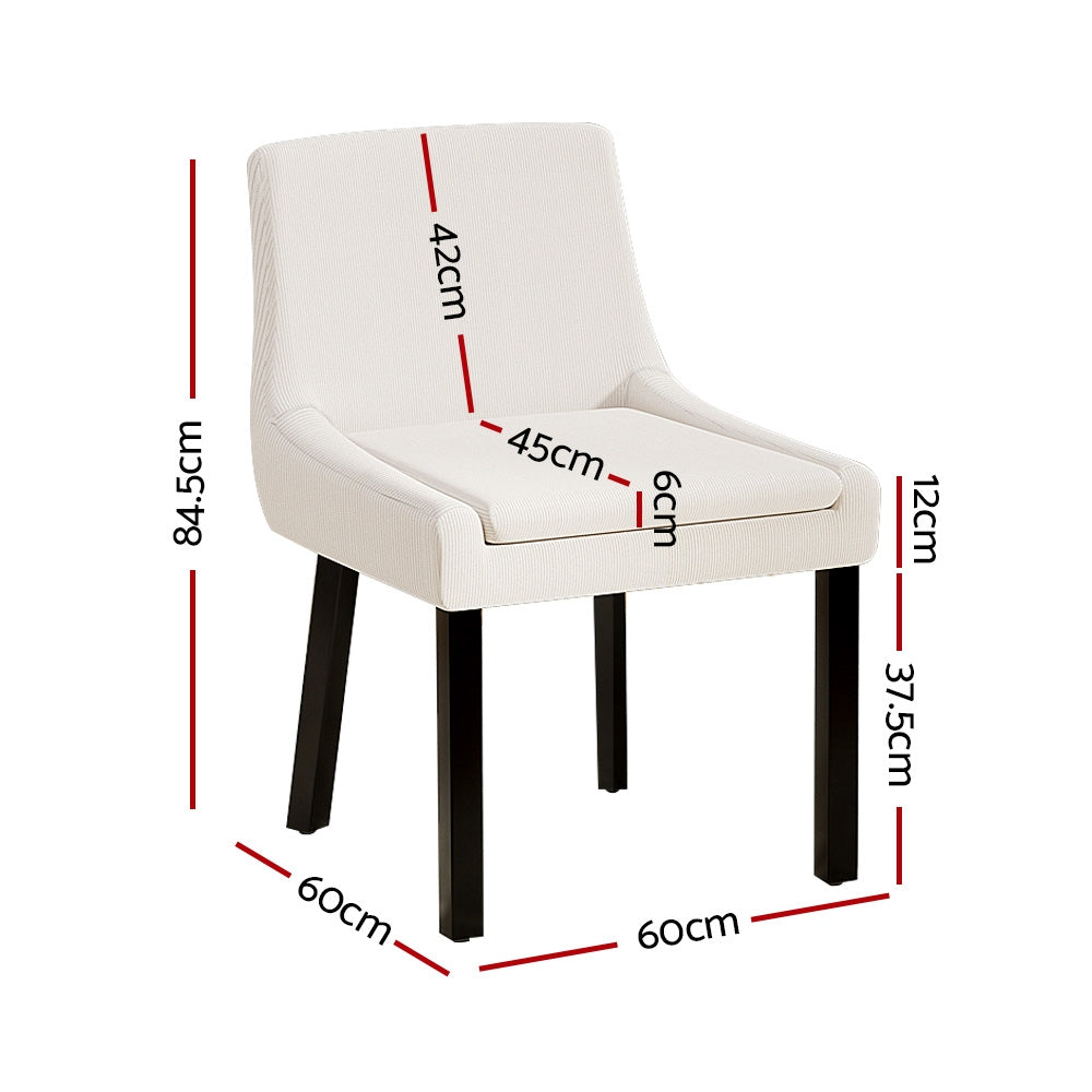 Tina 2-Piece Dining Chairs Corduroy Wooden Beige