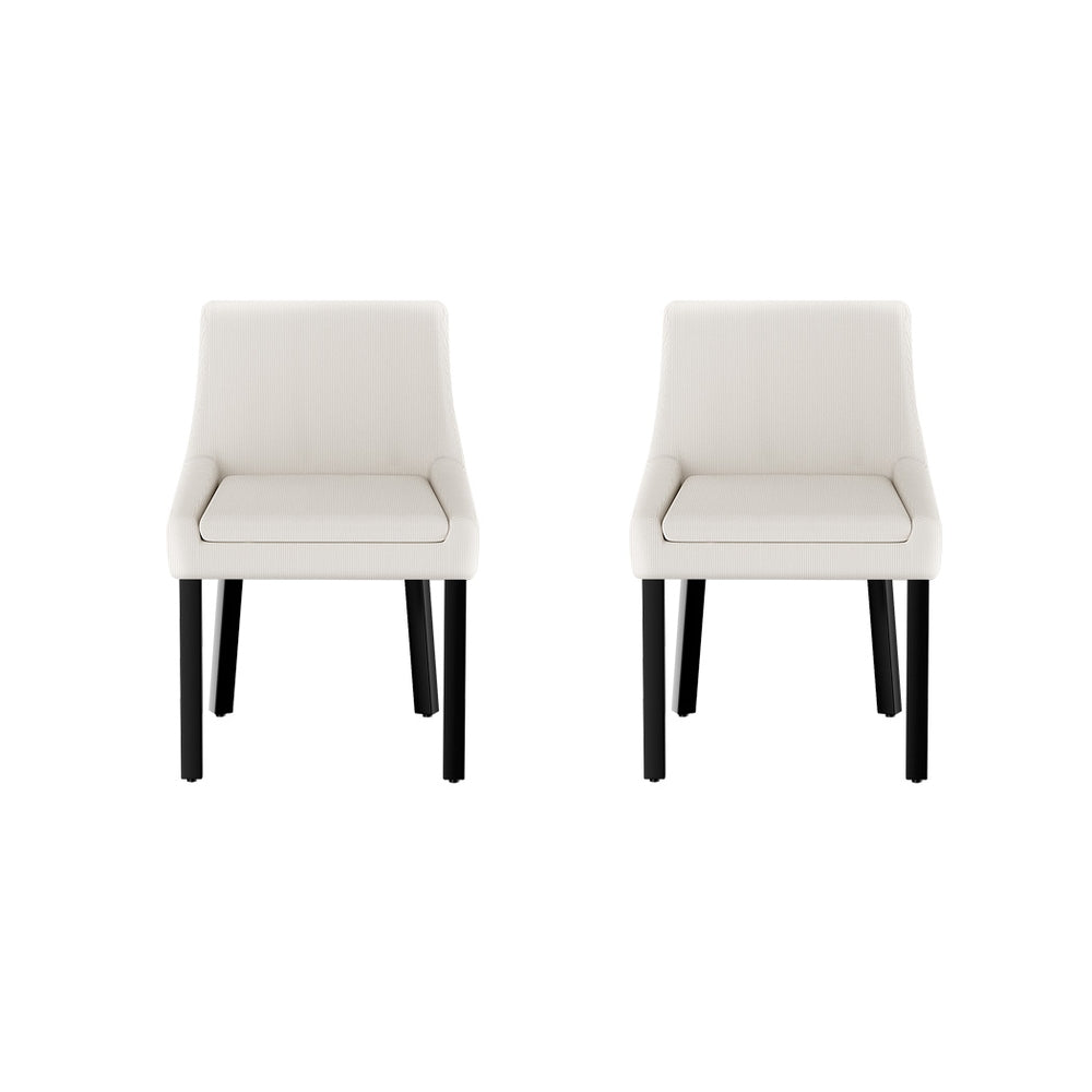Tina 2-Piece Dining Chairs Corduroy Wooden Beige