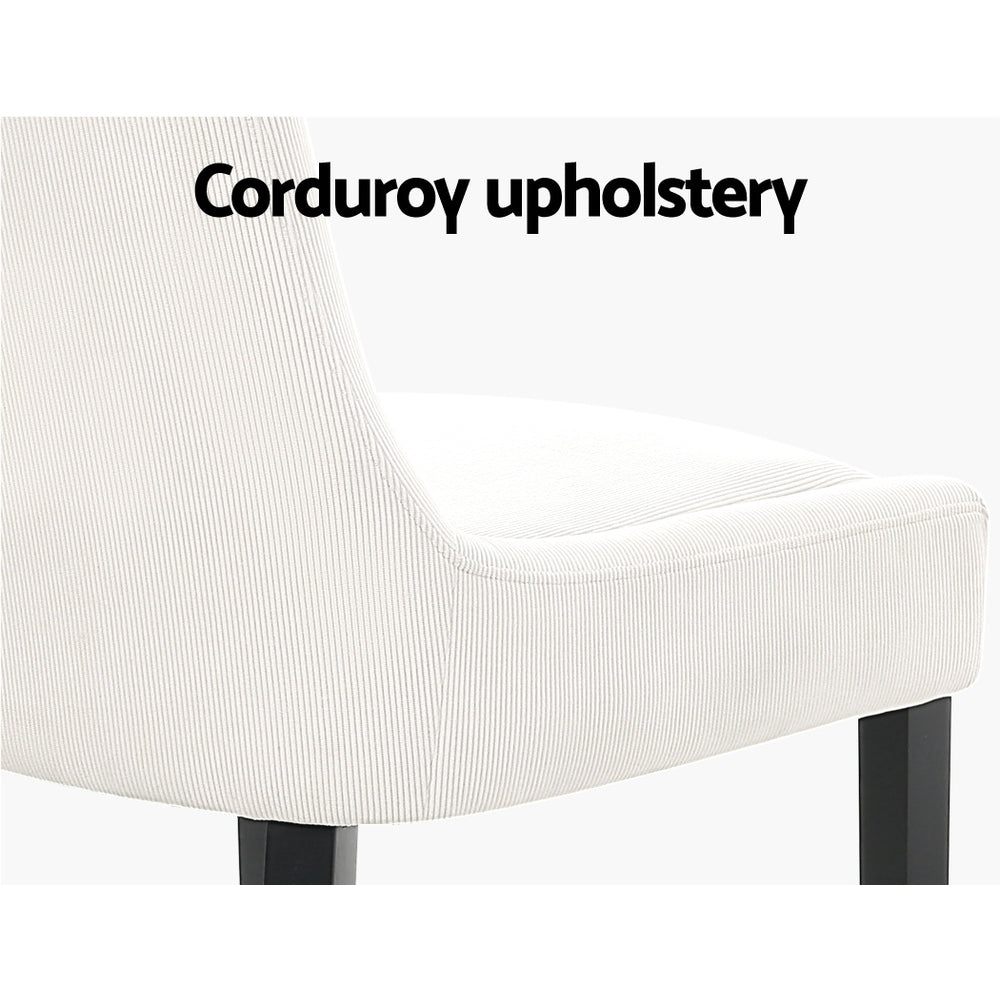 Tina 2-Piece Dining Chairs Corduroy Wooden Beige