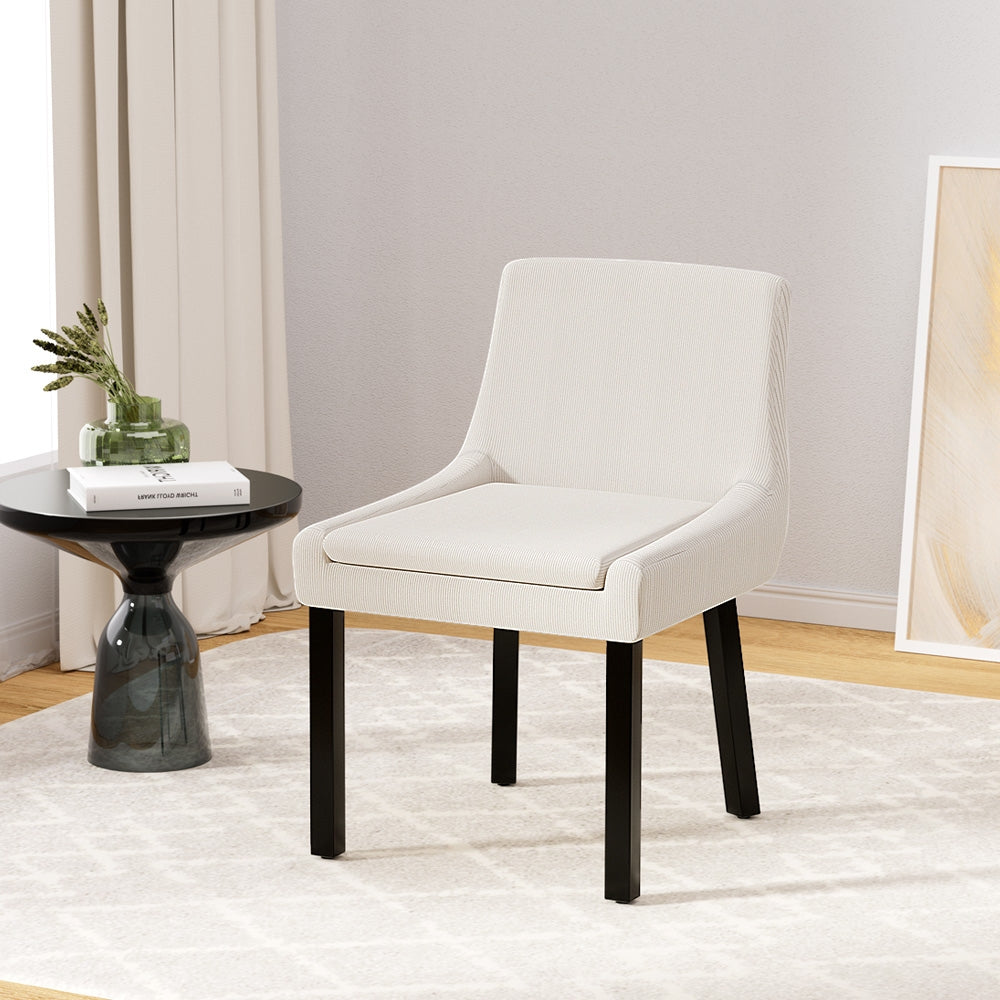 Tina 2-Piece Dining Chairs Corduroy Wooden Beige