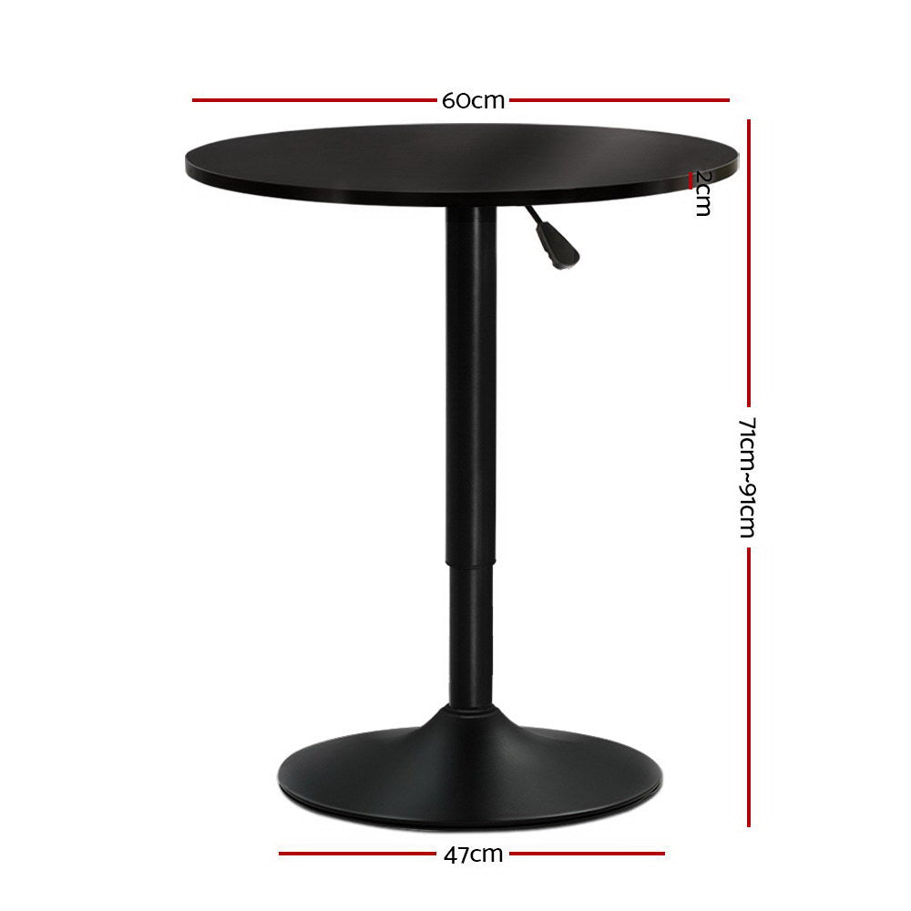 Artiss Round Bar Table Gas Lift Black