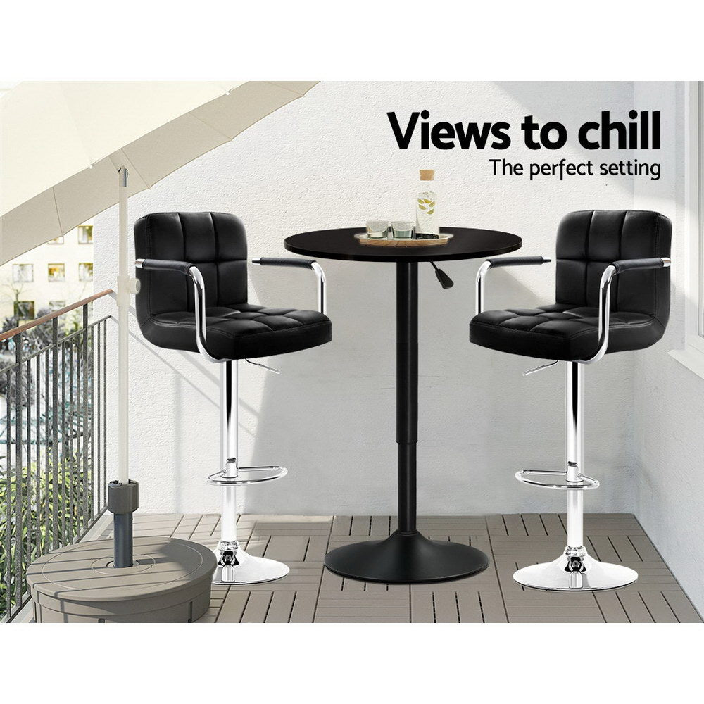 Artiss Round Bar Table Gas Lift Black