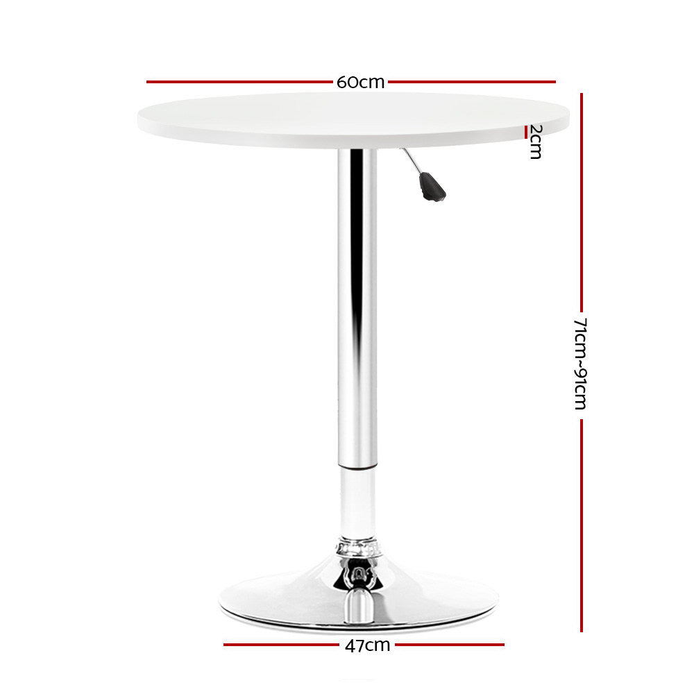 Artiss Round Bar Table Gas Lift Adjustable White