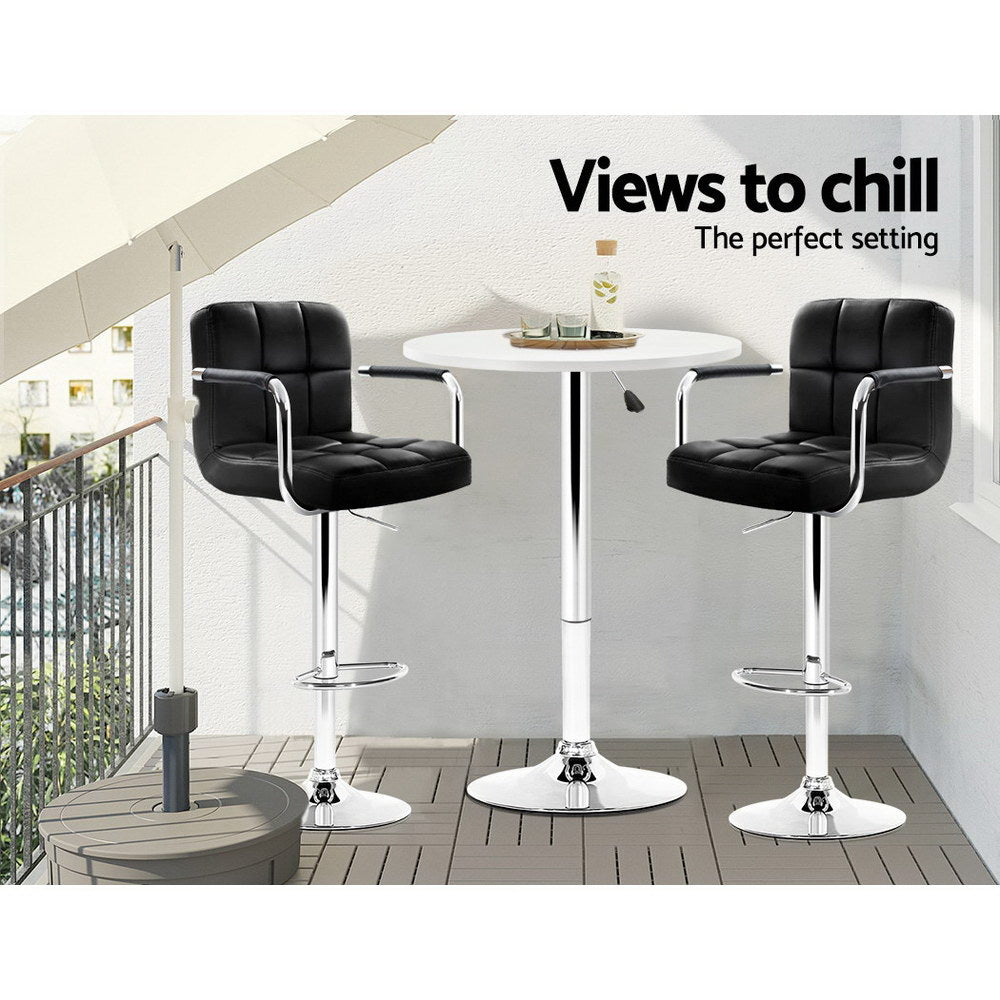 Artiss Round Bar Table Gas Lift Adjustable White