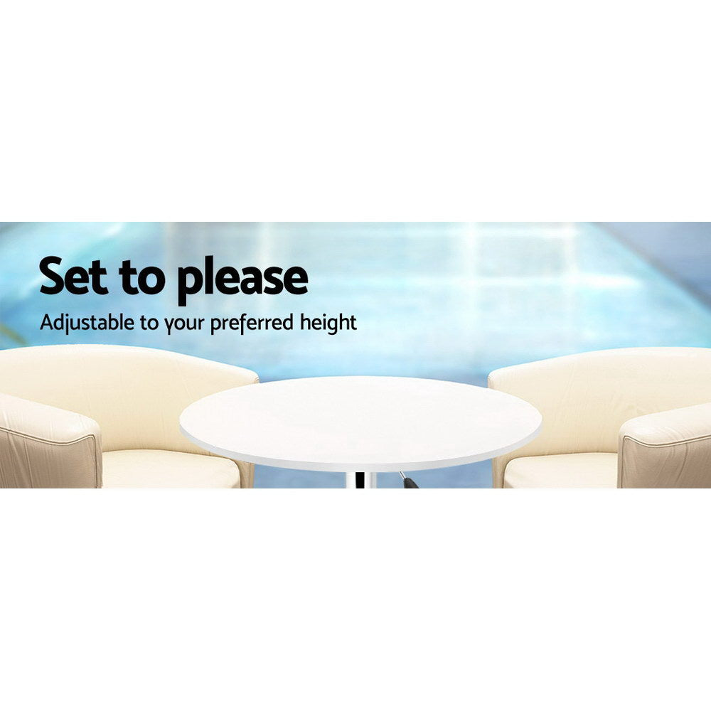Artiss Round Bar Table Gas Lift Adjustable White
