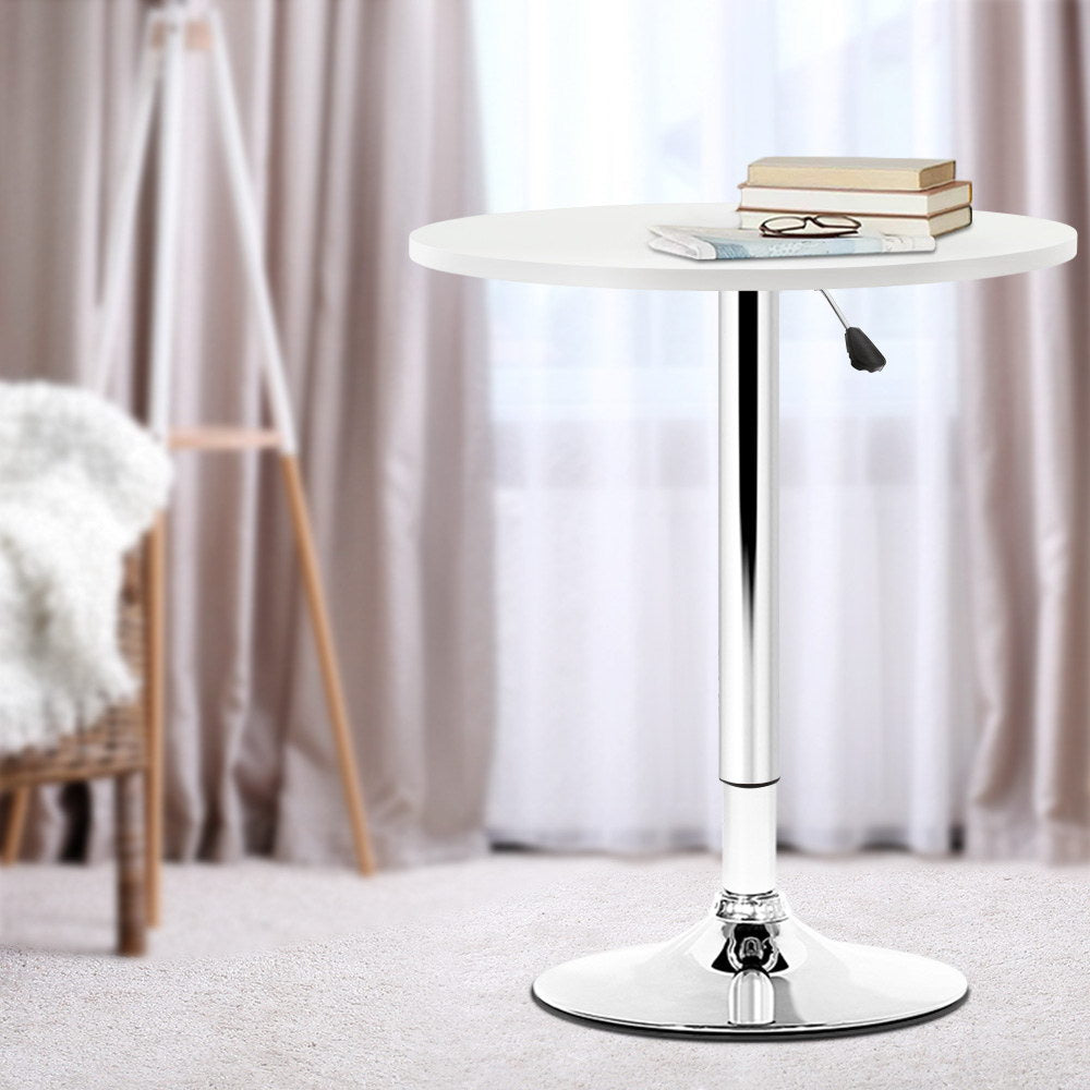 Artiss Round Bar Table Gas Lift Adjustable White