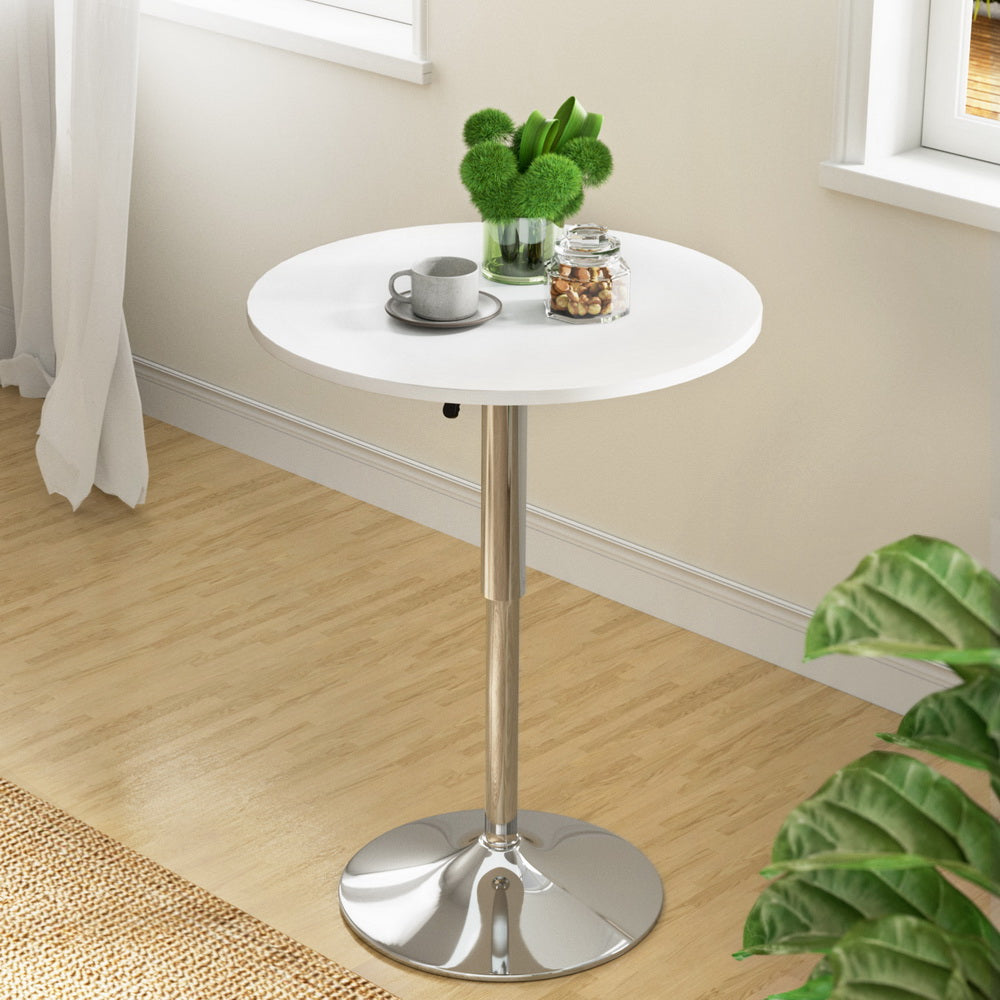 Artiss Round Bar Table Gas Lift Adjustable White