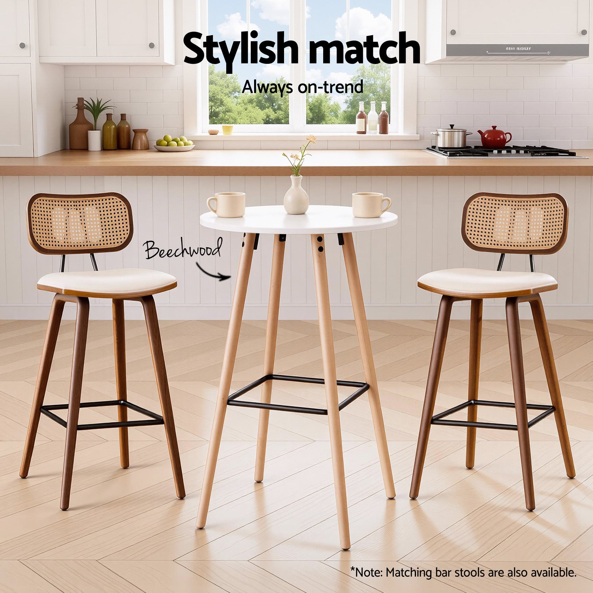 Artiss Bar Table Round Counter Kitchen Dining Desk Pub 98cm Height Wood White