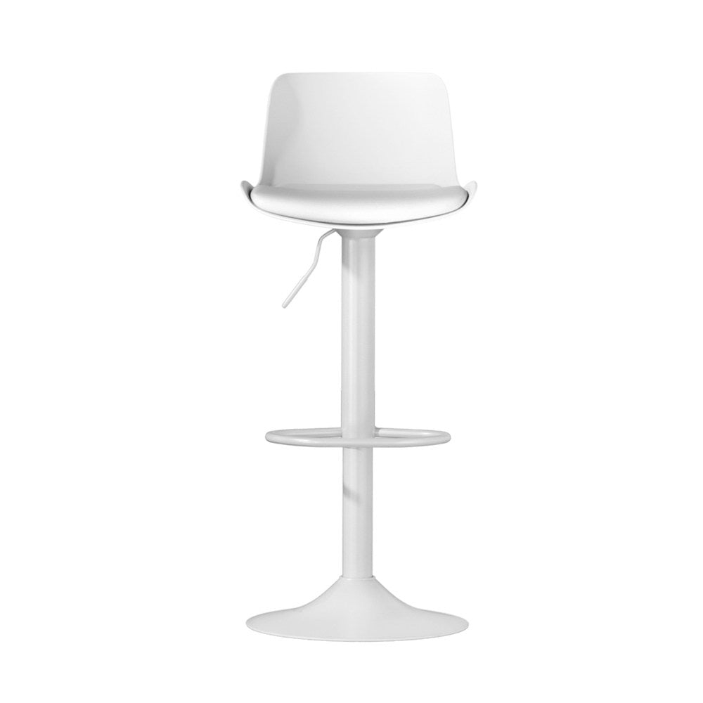 Fynn White Bar Stools Set of 2 Swivel Gas Lift Leather Dining Chairs