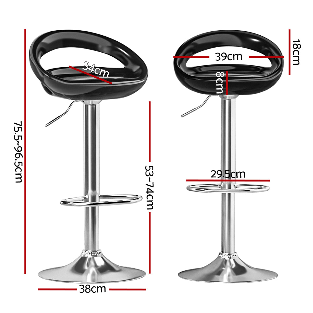 Dekker Bar Stools Set of 2 Gas Lift Black