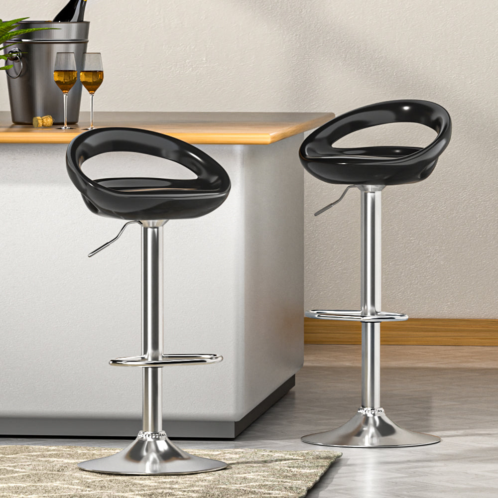Dekker Bar Stools Set of 2 Gas Lift Black