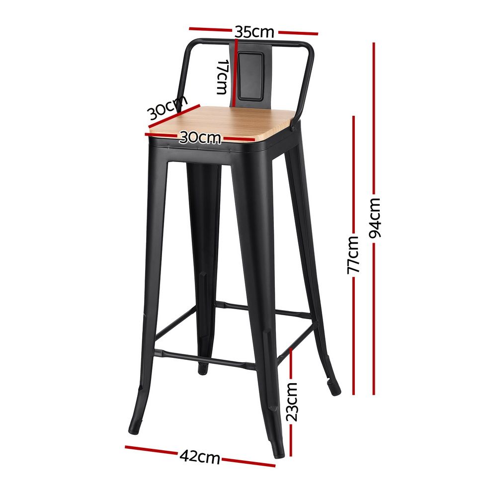 Artiss Metal Bar Stools Set of 2 Counter Height 77cm