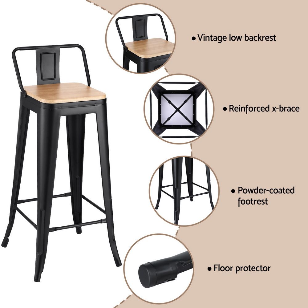Artiss Metal Bar Stools Set of 2 Counter Height 77cm