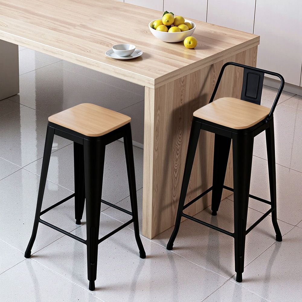 Artiss Metal Bar Stools Set of 2 Counter Height 77cm