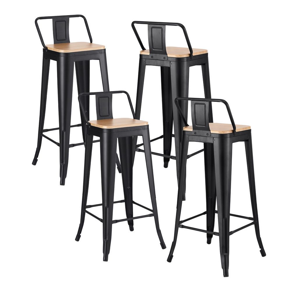 Artiss Set of 4 Metal Counter Height Bar Stools 77cm