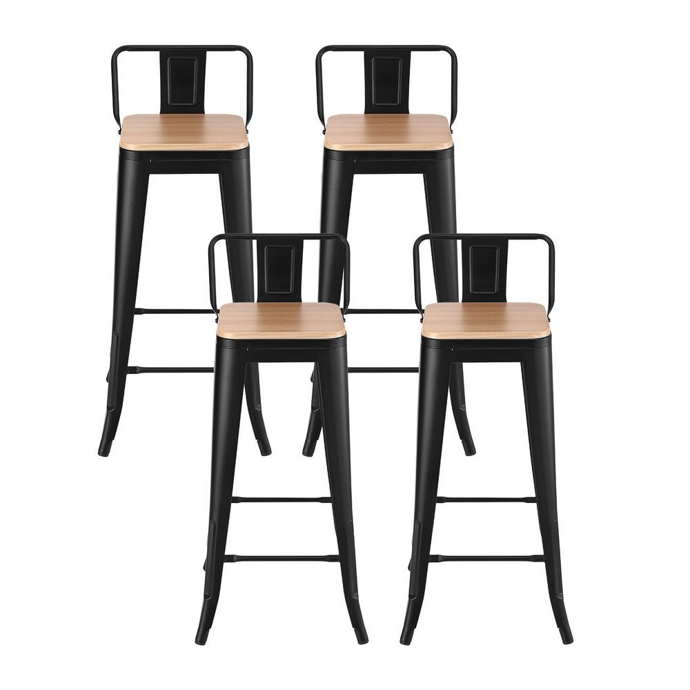 Artiss Set of 4 Metal Counter Height Bar Stools 77cm