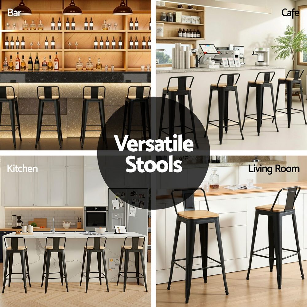 Artiss Set of 4 Metal Counter Height Bar Stools 77cm
