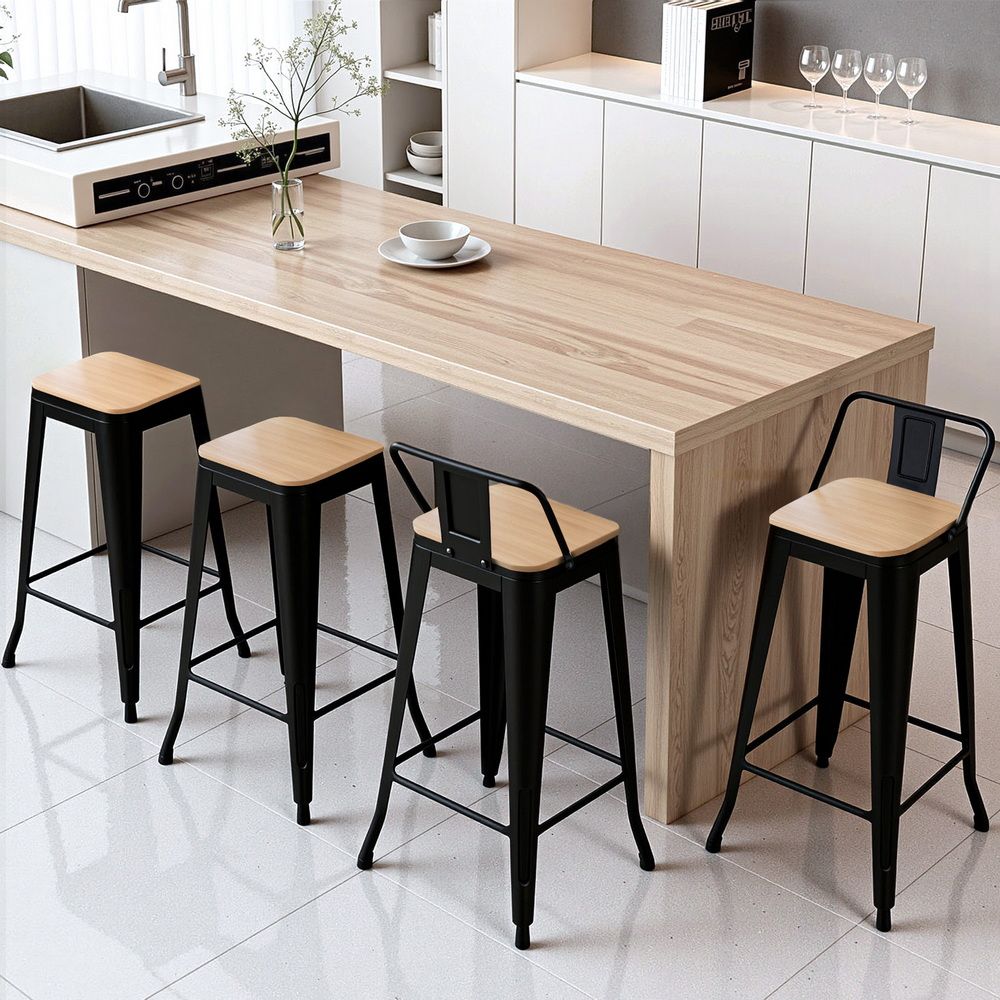 Artiss Set of 4 Metal Counter Height Bar Stools 77cm
