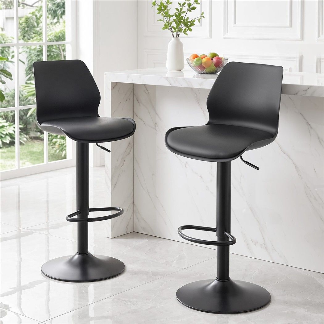 Artiss 2x Bar Stools Counter Chair Gas Lift Kitchen Extra Higher Back PP Black