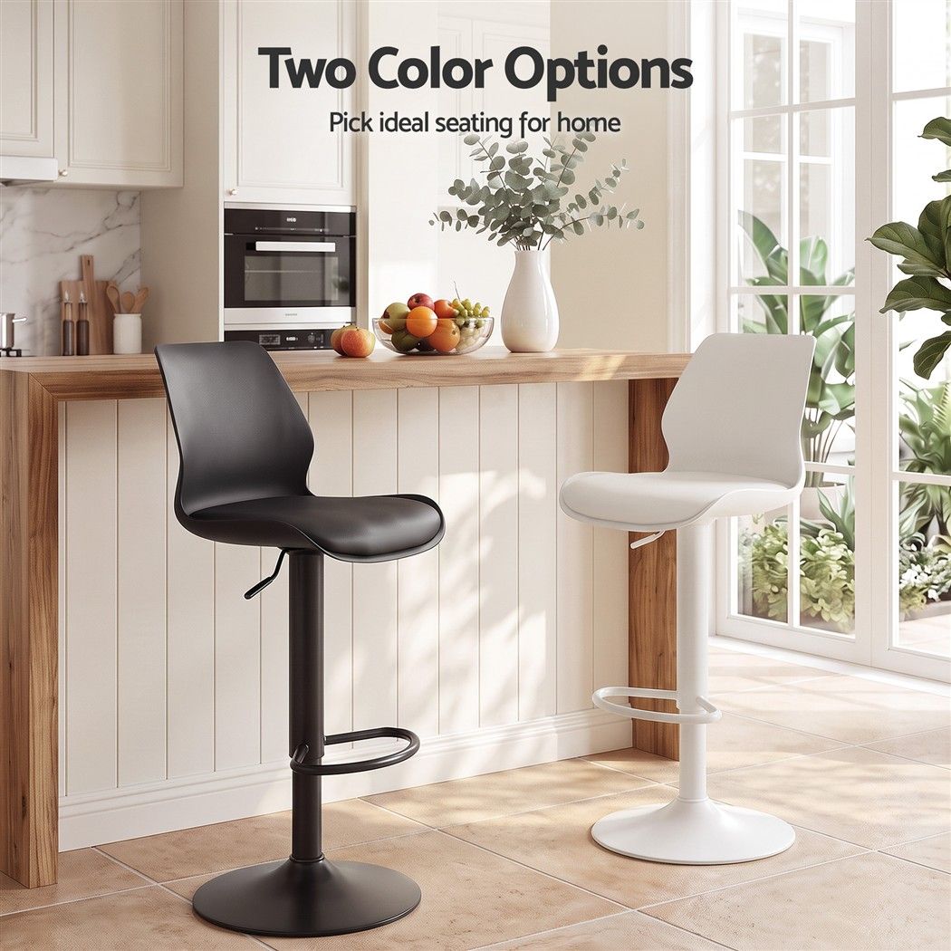 Artiss 2x Bar Stools Counter Chair Gas Lift Kitchen Extra Higher Back PP White