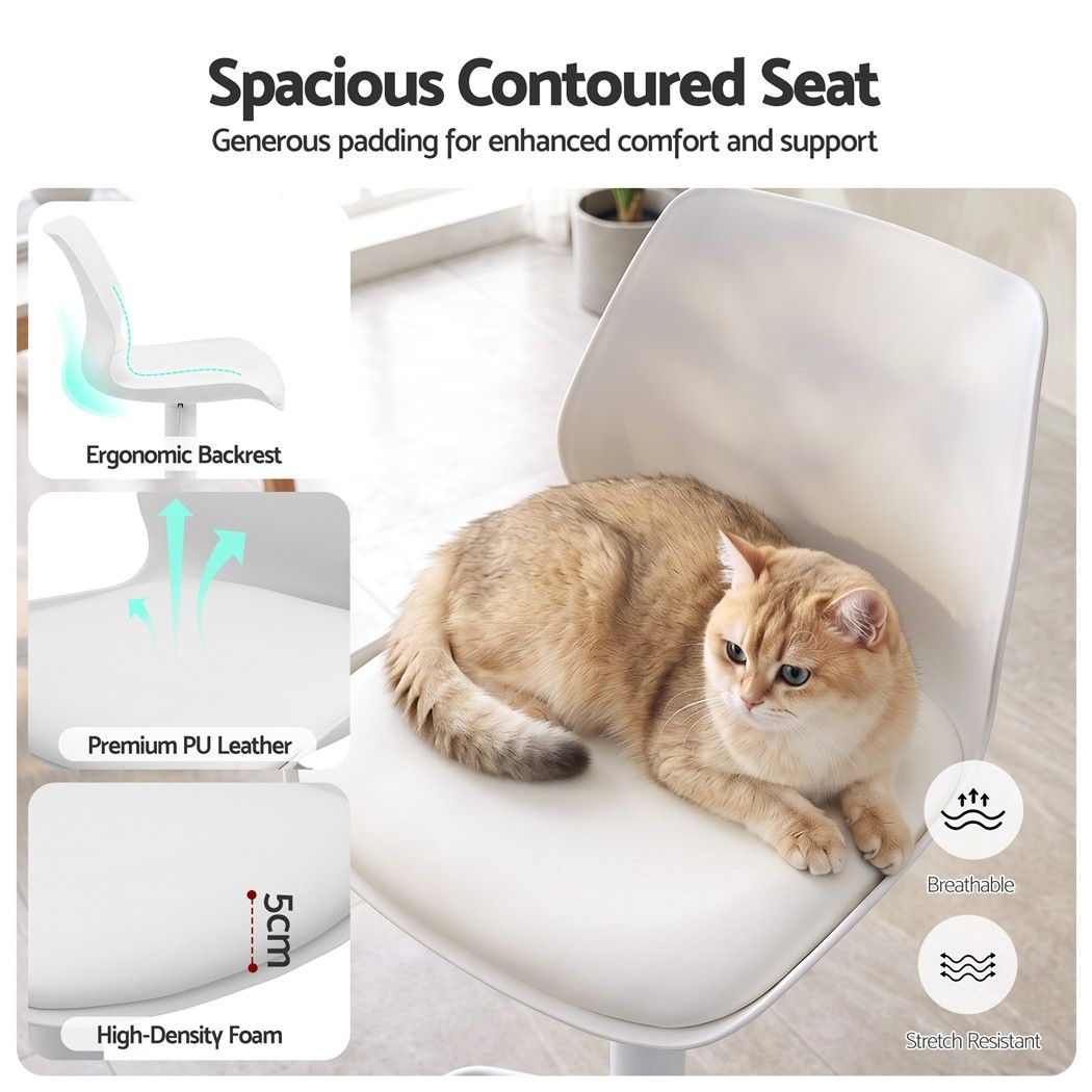 Artiss 4x Bar Stools Counter Chair Gas Lift Kitchen High PP Backrest PU White