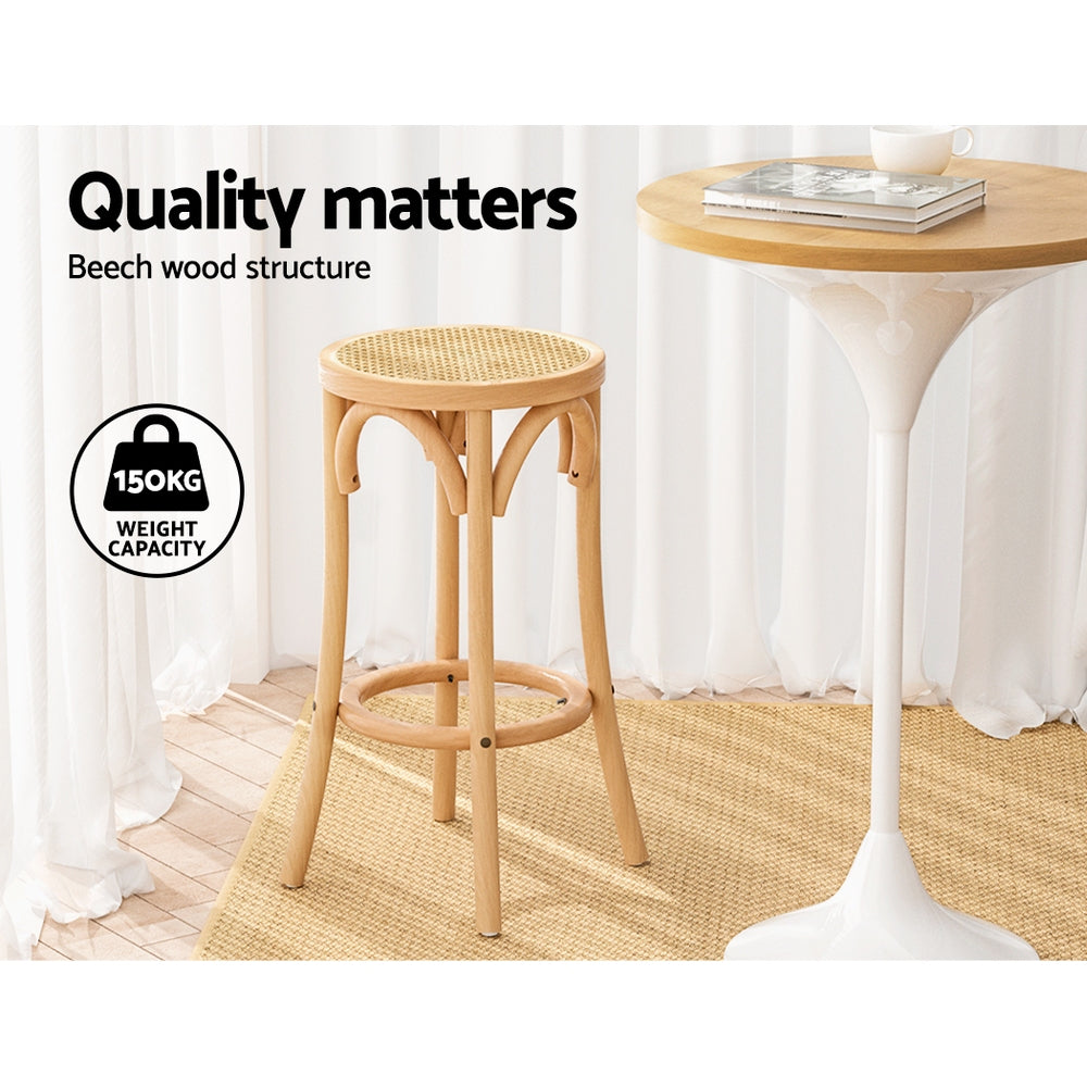 Apri 65cm Bar Stool Rattan Seat Beech Wood Pine