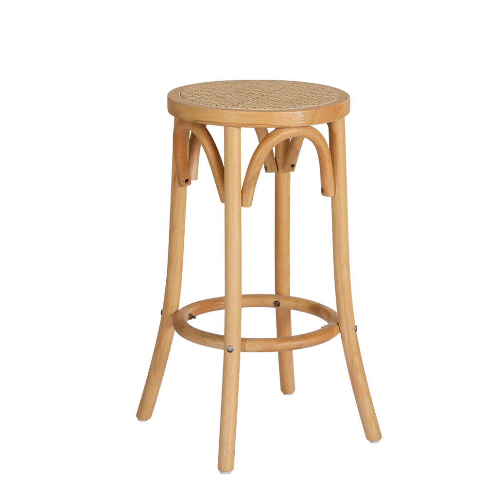 Apri 65cm Bar Stool Rattan Seat Beech Wood Pine