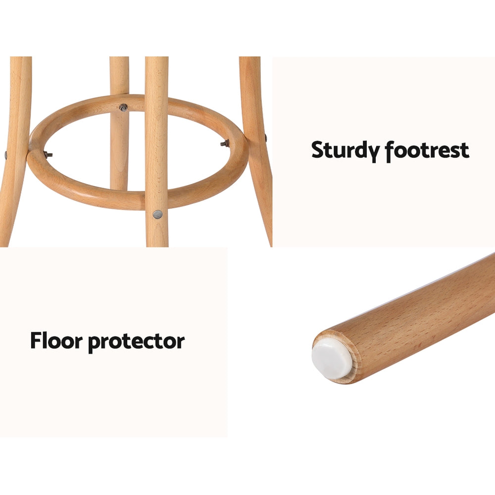 Apri Bar Stool Set of 2 Beech Wood Frame Rattan Seat