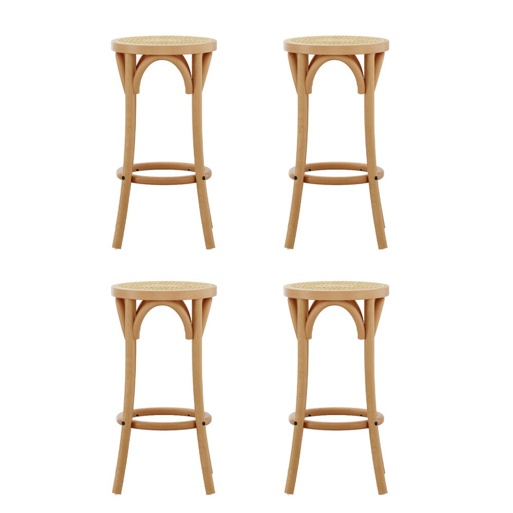 Apri 65cm Bar Stools Rattan Seat Beech Wood Pine (Set of 4)