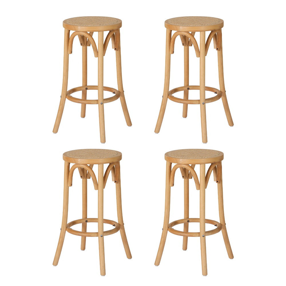 Apri 65cm Bar Stools Rattan Seat Beech Wood Pine (Set of 4)