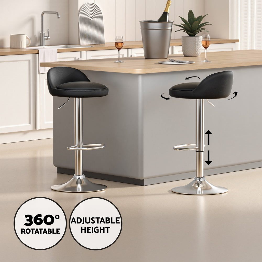 Artiss Black Bar Table and Stools Set Adjustable Swivel Dining Furniture
